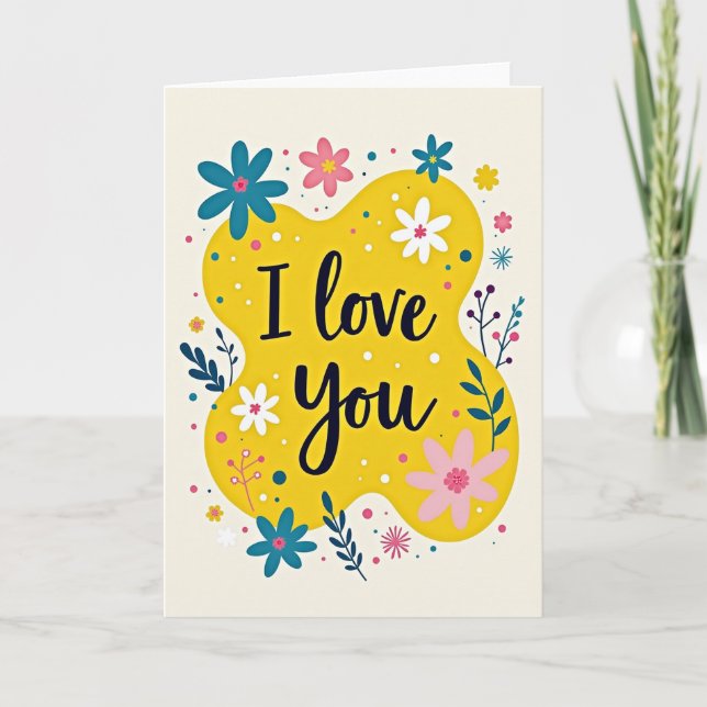 Tarjeta de Flor Simple 'Te Quiero' (Anverso)