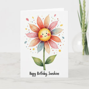 Tarjeta de Flor Sonriente Alegre