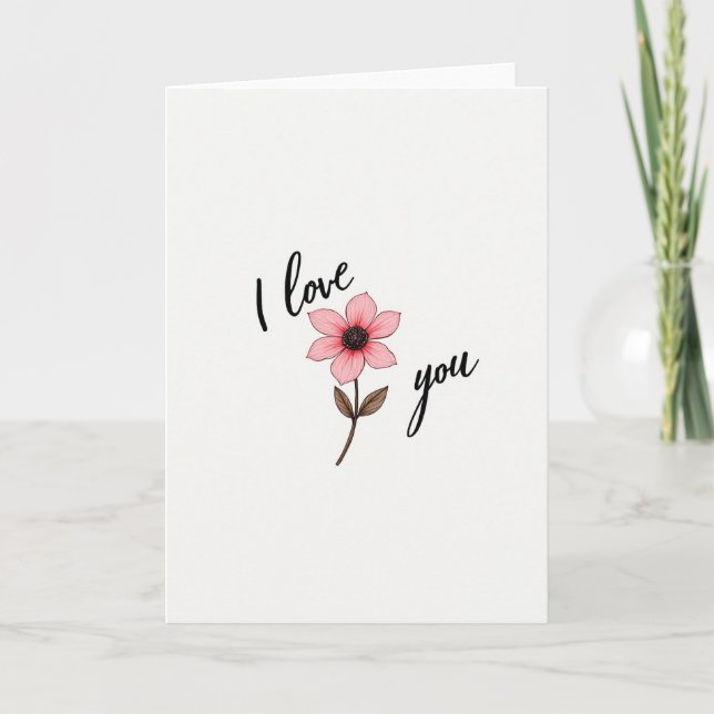 Tarjeta de Flor 'Te Amo' (Anverso)