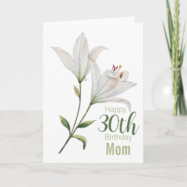 Tarjeta de Flora de lirio blanco para el 30 cumple (Anverso)