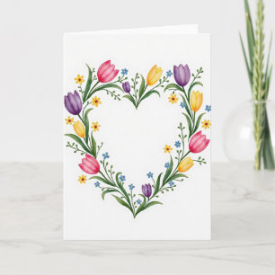 Tarjeta de Floraciones de Corazón Floral