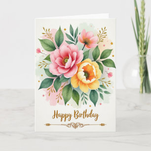 Tarjeta de Floral Alegre en Flor