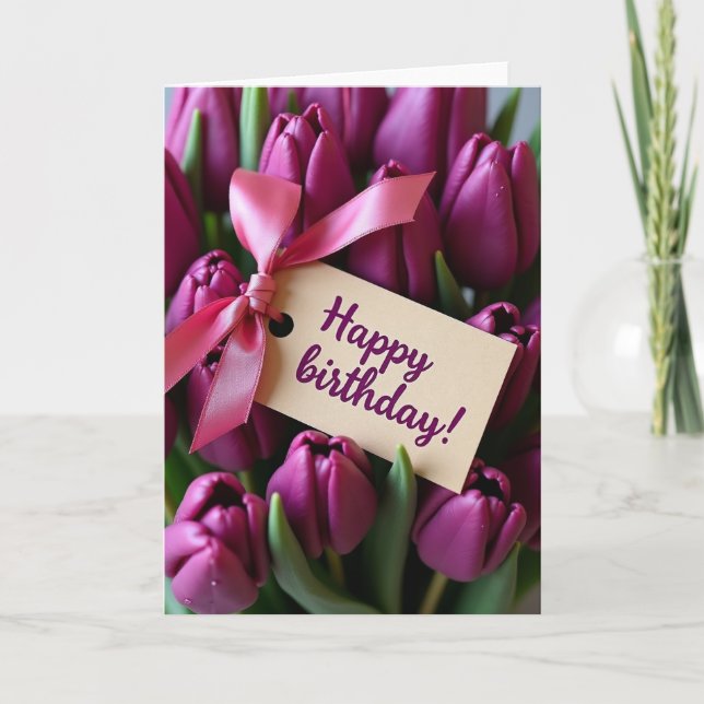Tarjeta de florecimiento púrpura de lujo (Anverso)