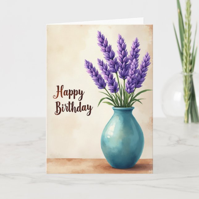 Tarjeta de Florero de Cumpleaños Dulce (Anverso)
