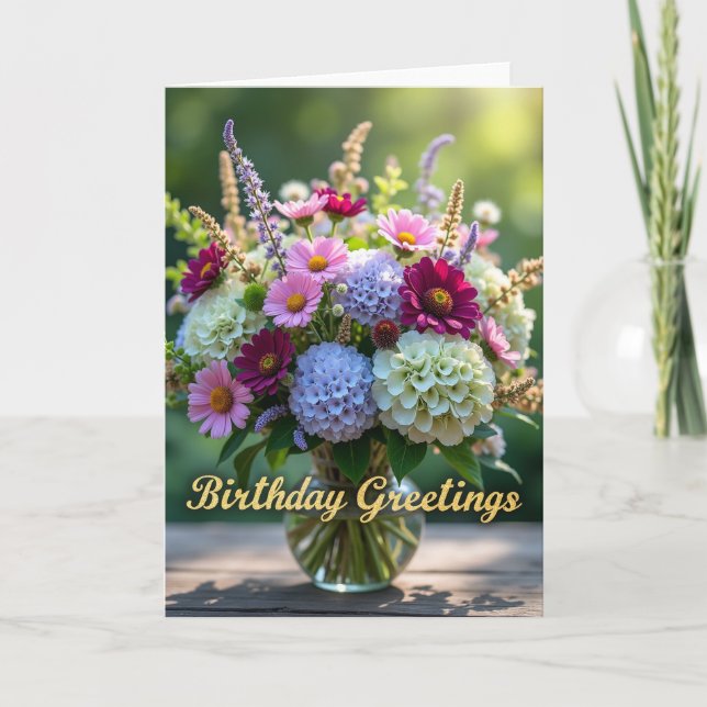 Tarjeta de Florero de Floración Alegre (Anverso)