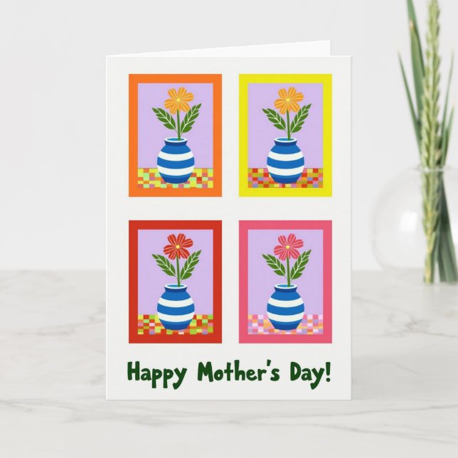Tarjeta de floreros del Día de la Madre dulce (Anverso)