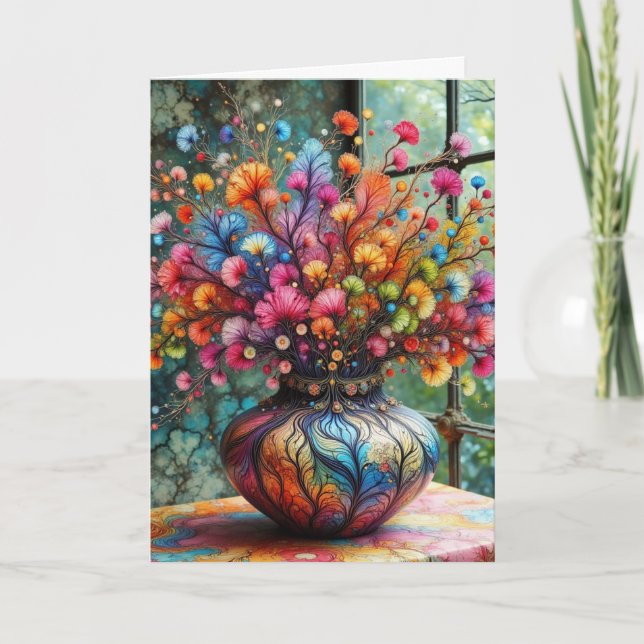 Tarjeta de Flores Alegres para Recuperarse Después (Anverso)