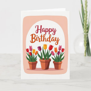Tarjeta de Flores Alegres Rayadas