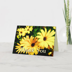 Tarjeta de flores amarillas de agradecimiento con 
