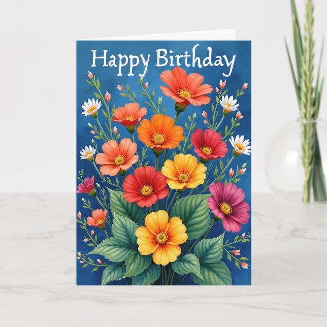 Tarjeta de Flores Azules Vibrantes (Anverso)