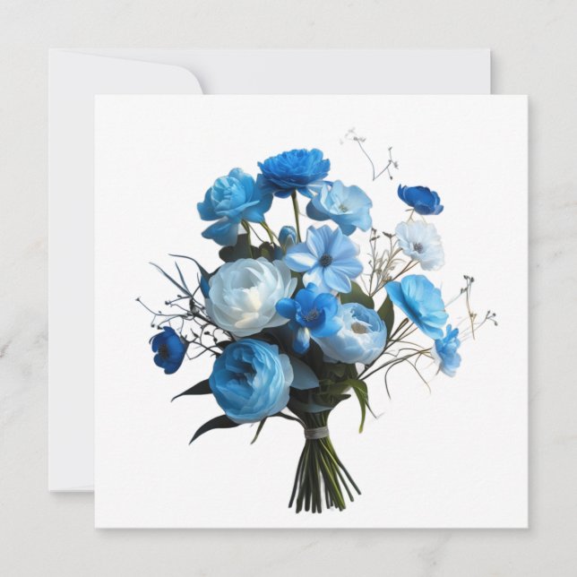 Tarjeta de flores azules y blancas (Anverso)