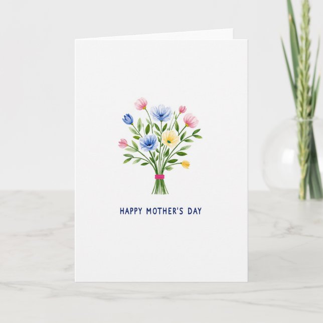 Tarjeta de Flores Azules y Rosas (Anverso)