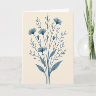 Tarjeta de Flores Botánicas Azules