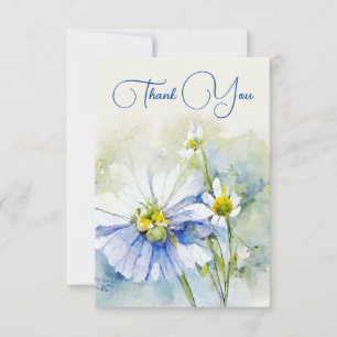 Tarjeta de flores de acuarela de agradecimiento