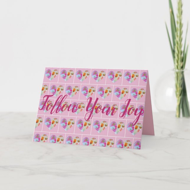 Tarjeta de flores de acuarela de tulipanes rosados (Anverso)
