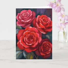 Tarjeta de flores de acuarela pintadas con rosas r