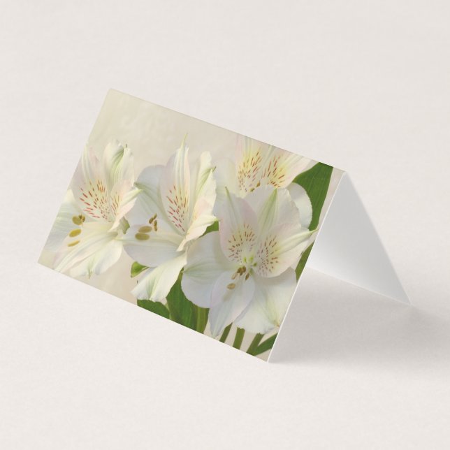 Tarjeta de flores de alstomería blanca (Anverso)