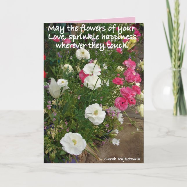 Tarjeta de flores de amor de flores de mayo rosada (Anverso)