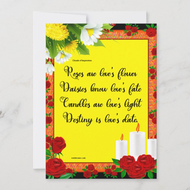 Tarjeta de flores de amor son rosas (Anverso)