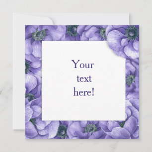 Tarjeta de flores de anemona violeta