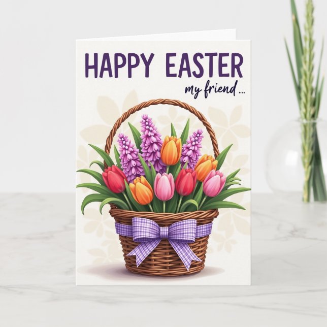 Tarjeta de flores de canasta de Pascua (Anverso)