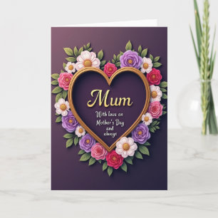 Tarjeta de Flores de Corazón Dorado Amor