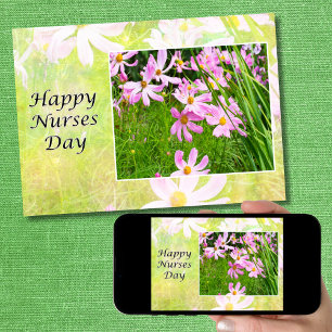 Tarjeta de Flores De Cosmo Rosa Feliz Día De Enfer