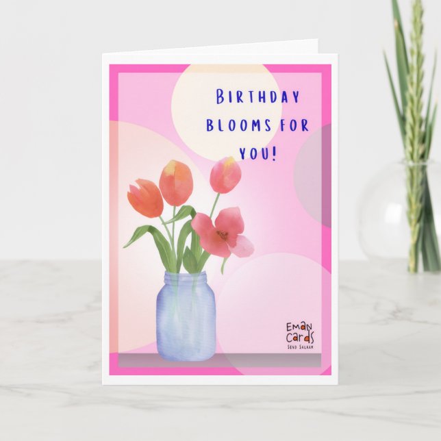 Tarjeta de flores de cumpleaños (Anverso)