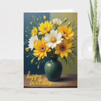 Tarjeta de flores de cumpleaños alegre