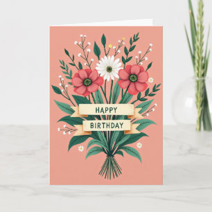 Tarjeta de flores de cumpleaños alegre