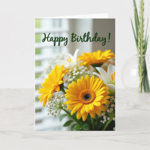 Tarjeta de flores de cumpleaños alegre