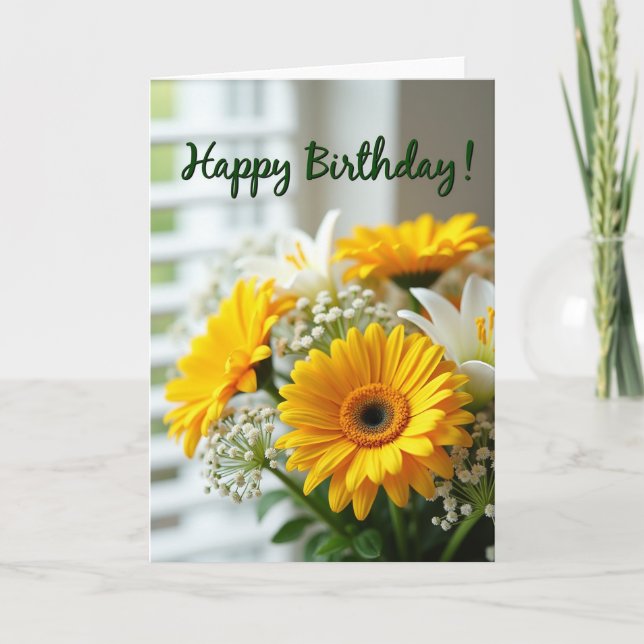 Tarjeta de flores de cumpleaños alegre (Anverso)