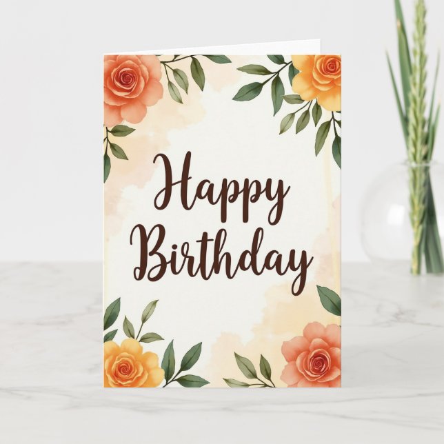 Tarjeta de flores de cumpleaños con lunares (Anverso)
