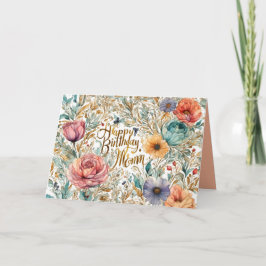 Tarjeta de flores de cumpleaños de mamá