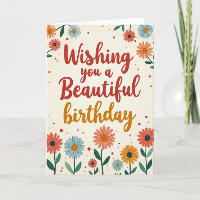 Tarjeta de flores de cumpleaños dulces (Anverso)