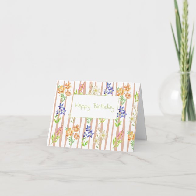 Tarjeta de flores de cumpleaños feliz (Anverso)