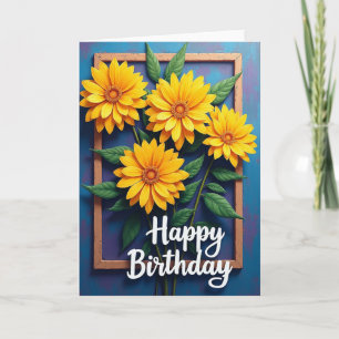 Tarjeta de flores de cumpleaños iluminadas por el