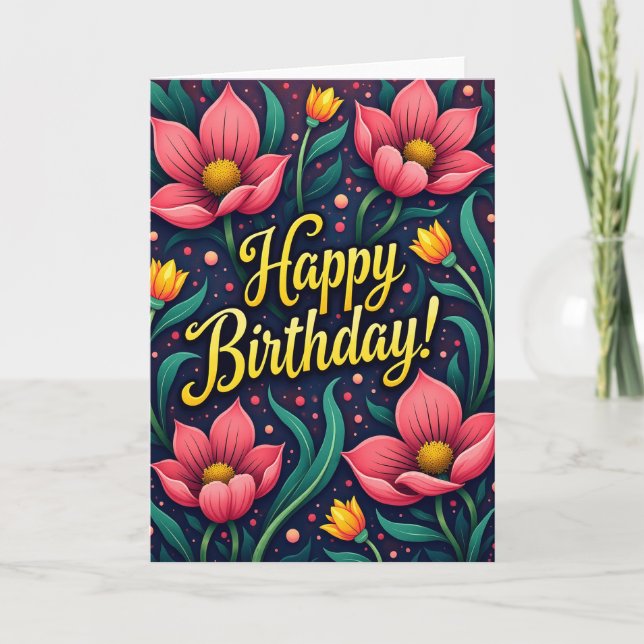Tarjeta de flores de cumpleaños ingeniosa (Anverso)