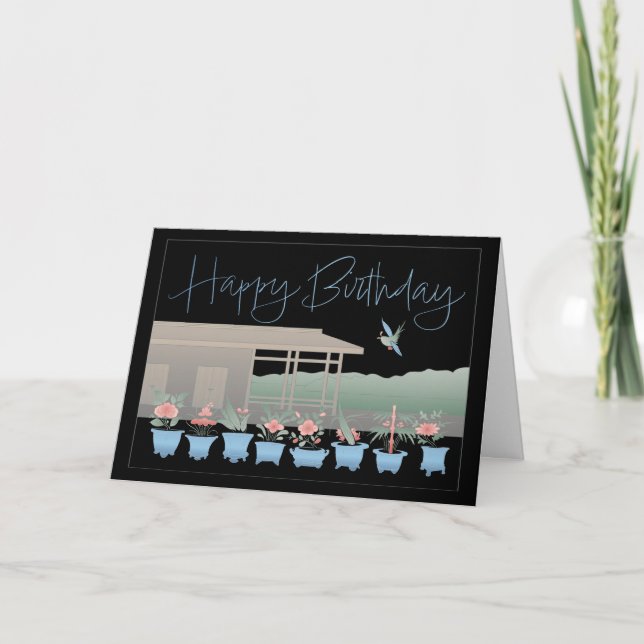 Tarjeta de flores de cumpleaños Mah Jongg (Anverso)