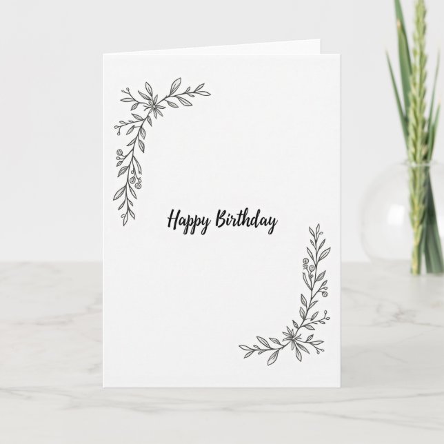 Tarjeta de flores de cumpleaños minimalista (Anverso)