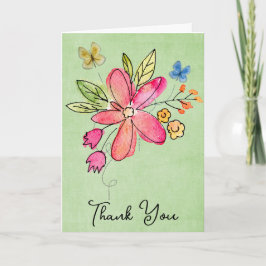 Tarjeta de flores de Doodle de agradecimiento