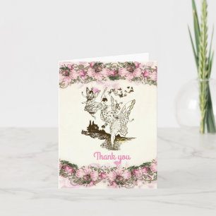 Tarjeta de flores de época bailando con danza