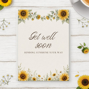 Tarjeta de Flores de Girasoles en Acuarela para De