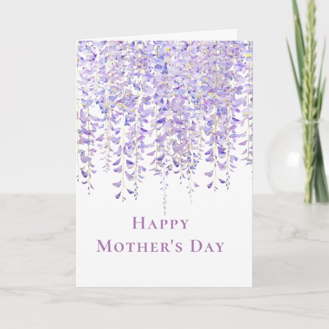 tarjeta de flores de glicinia púrpura del día de l (Anverso)