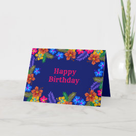 Tarjeta de flores de Hibiscus Happy Birday en Hawá