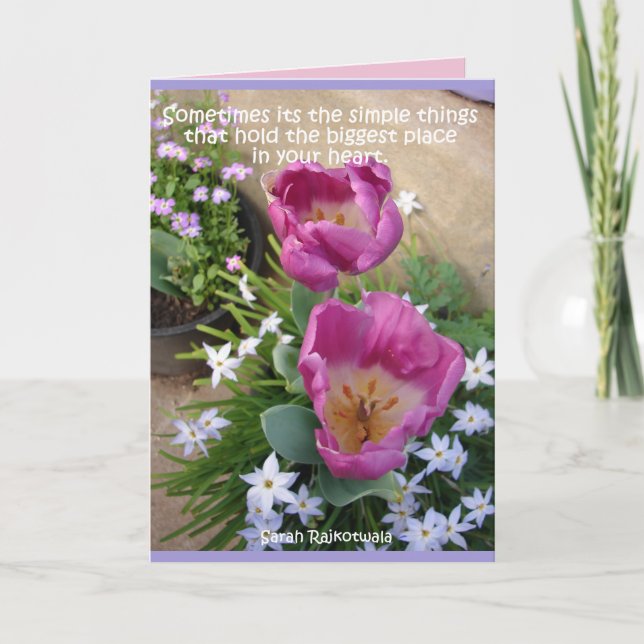Tarjeta de flores de jardín de primavera tulipano  (Anverso)