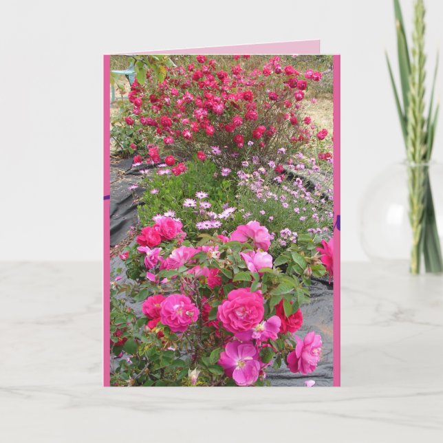 Tarjeta de flores de jardín de Rosa de Rosas Vinta (Anverso)