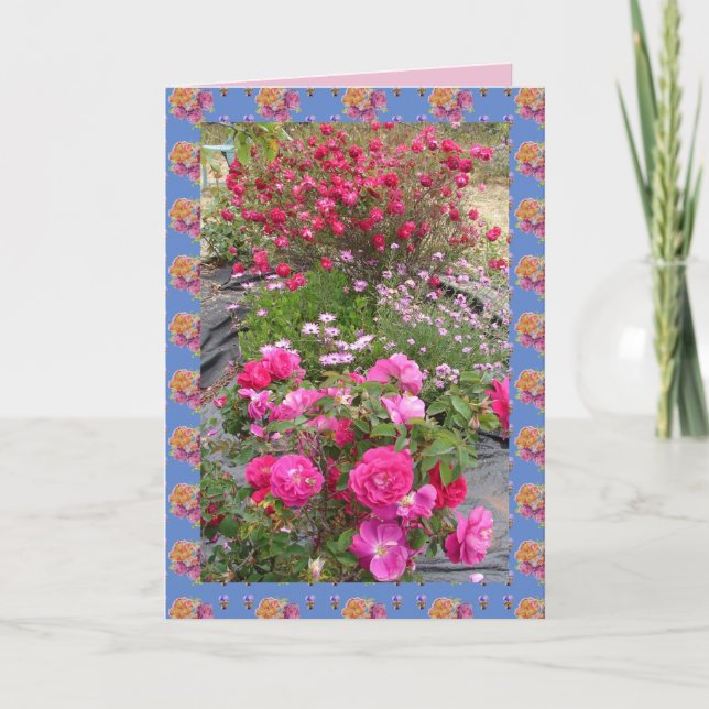 Tarjeta de flores de jardín de Rosa de Rosas Vinta (Anverso)