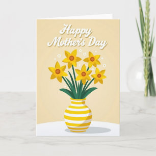Tarjeta de flores de jarrón a rayas