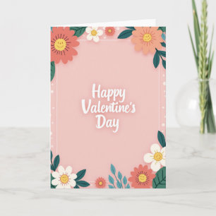 Tarjeta de Flores de Lunares Feliz San Valentín